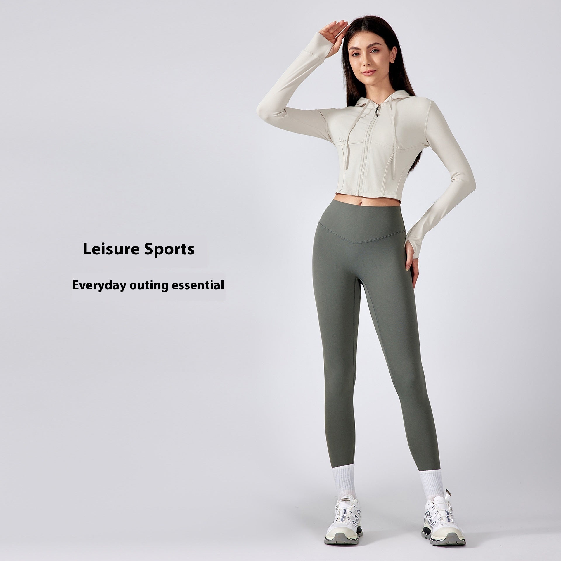 Exercise Yoga Clothes Hooded Waist-controlled Slimming Long Sleeve