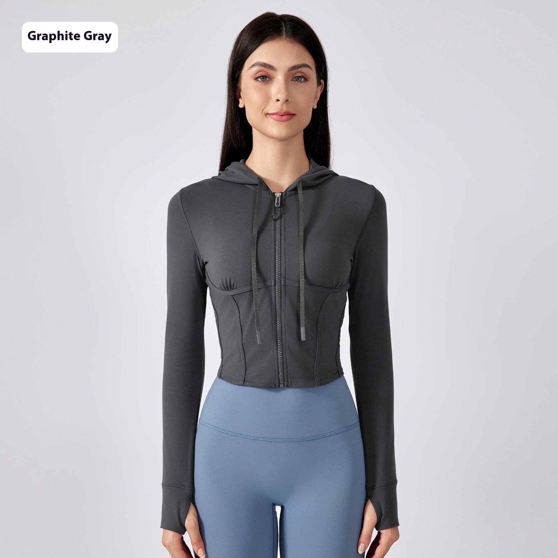 Exercise Yoga Clothes Hooded Waist-controlled Slimming Long Sleeve