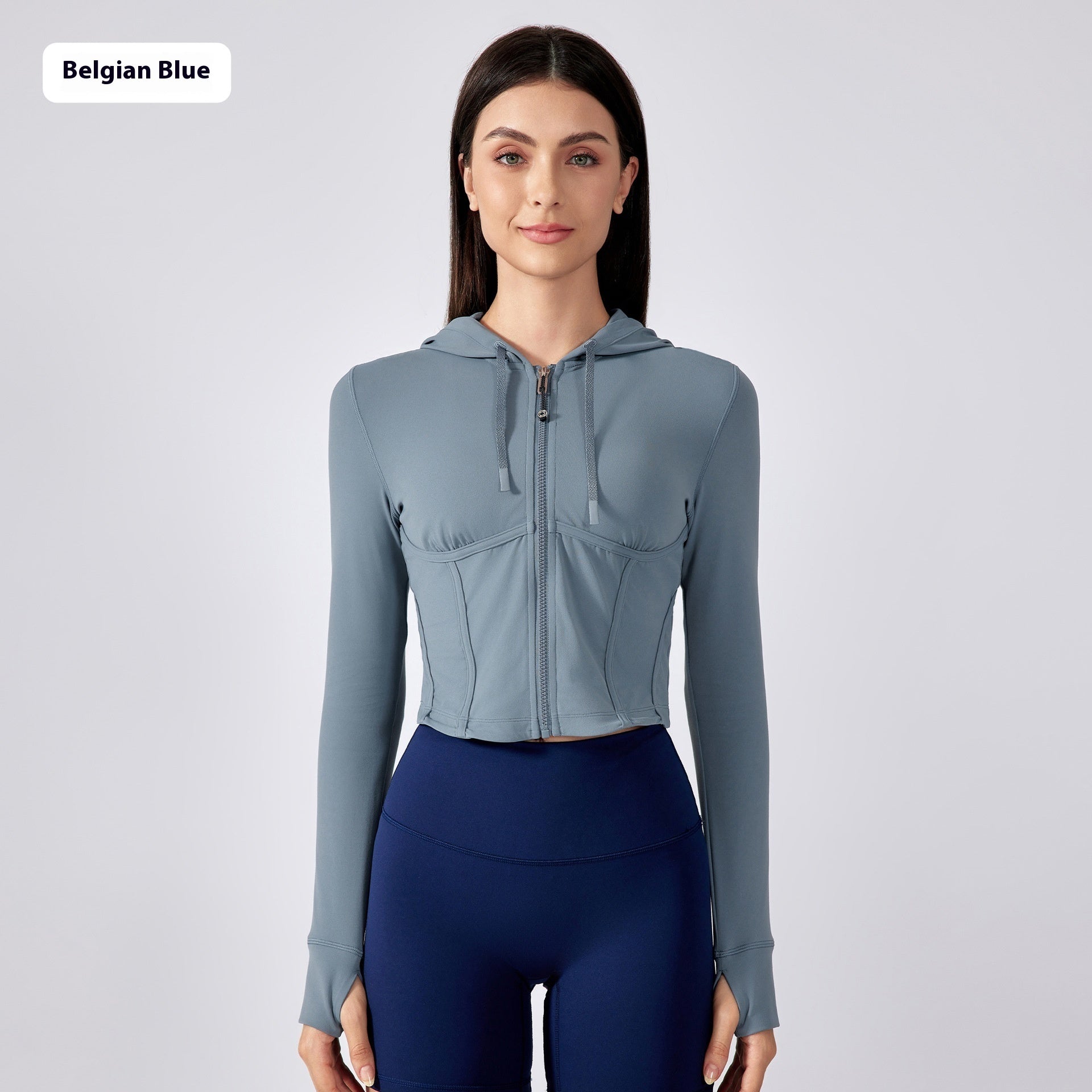 Exercise Yoga Clothes Hooded Waist-controlled Slimming Long Sleeve
