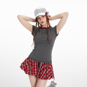 Casual Simple Round Neck Short Sleeve Women Alphabet Embroidery Niche