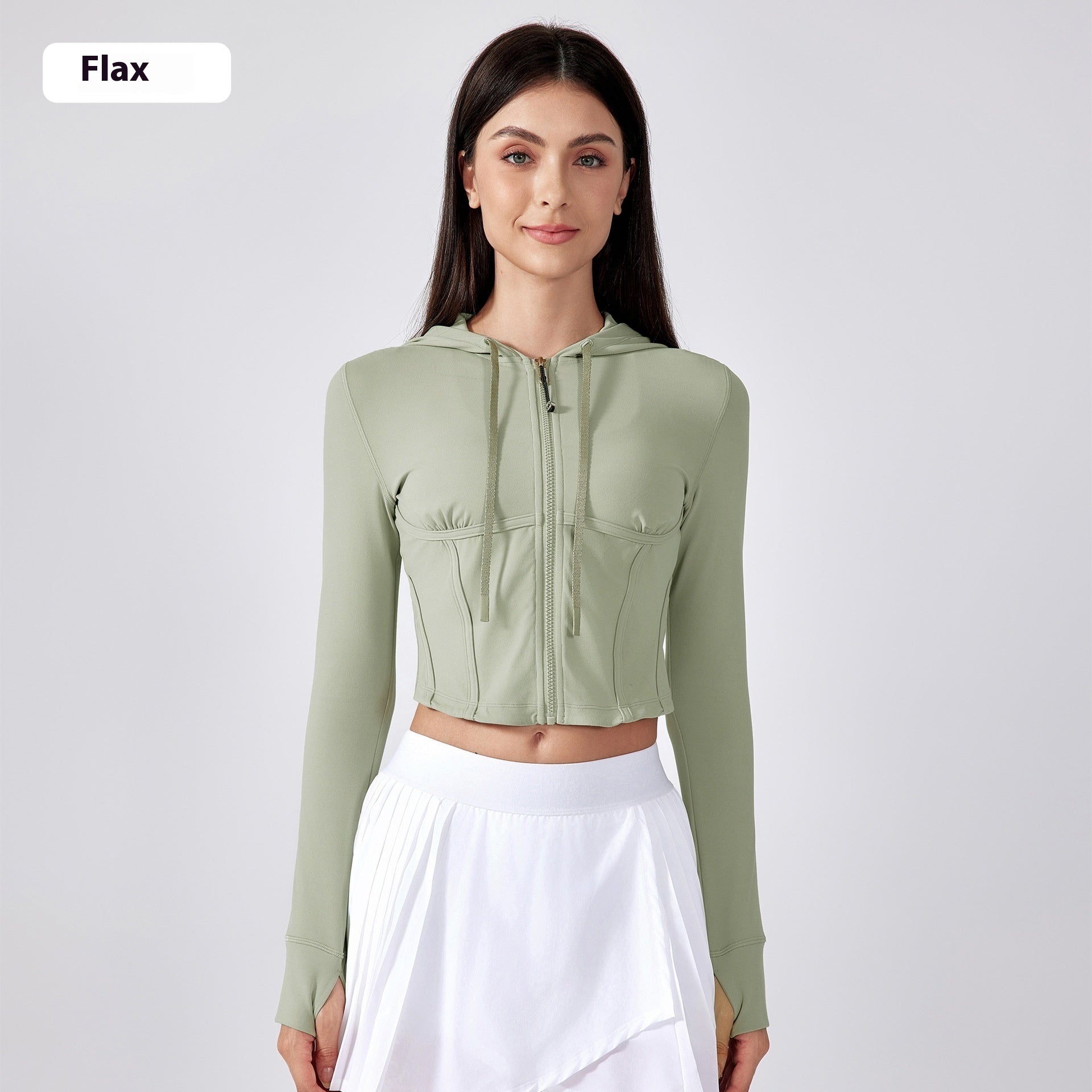 Exercise Yoga Clothes Hooded Waist-controlled Slimming Long Sleeve