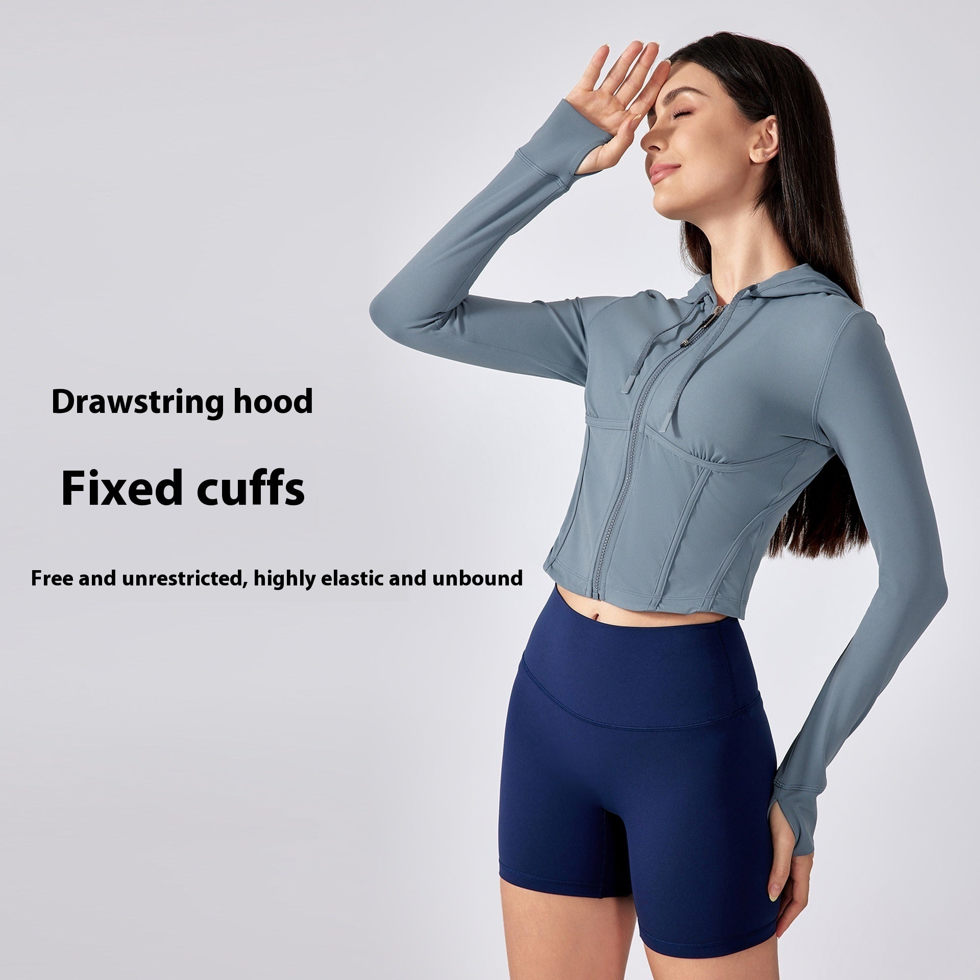 Exercise Yoga Clothes Hooded Waist-controlled Slimming Long Sleeve