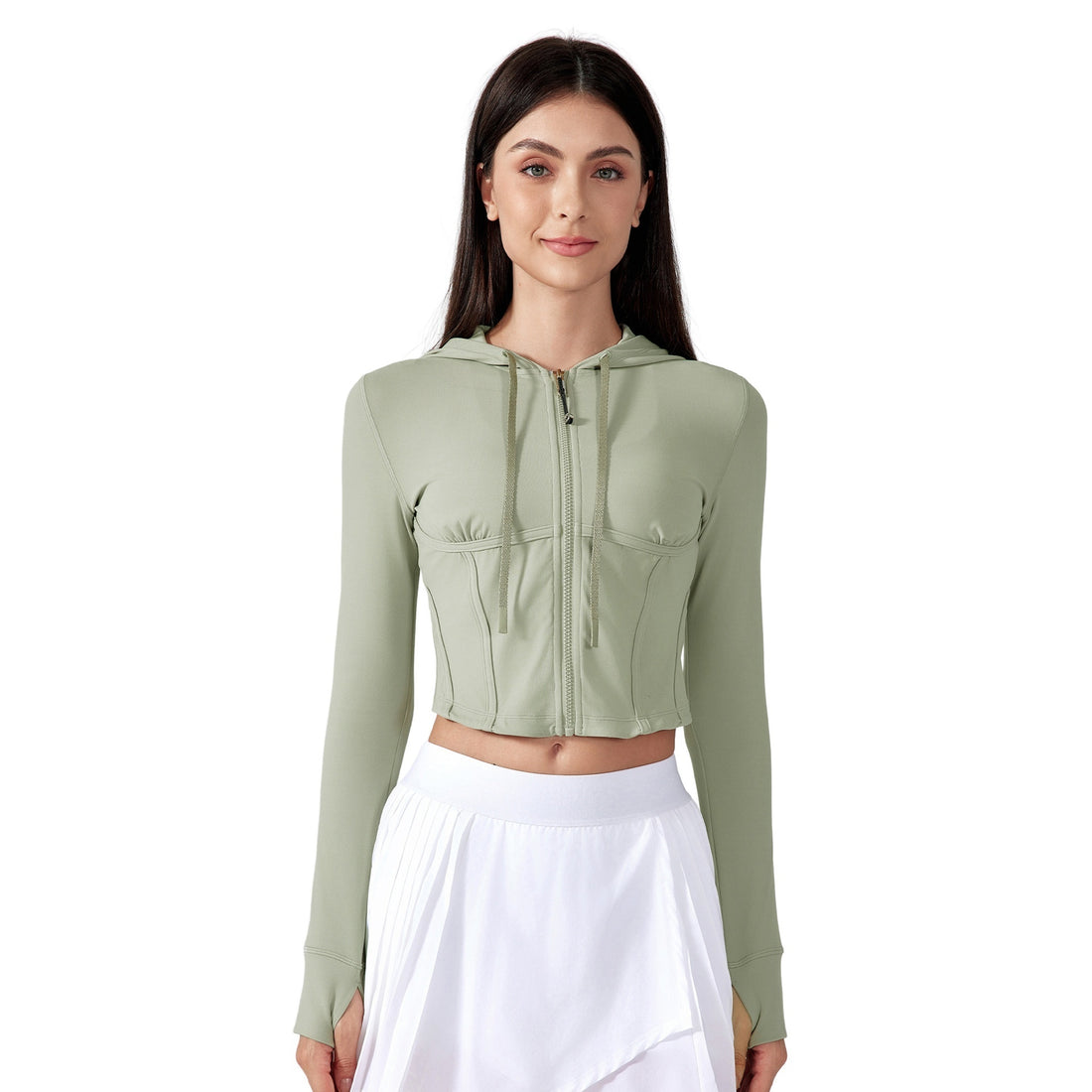 Exercise Yoga Clothes Hooded Waist-controlled Slimming Long Sleeve