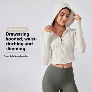 Exercise Yoga Clothes Hooded Waist-controlled Slimming Long Sleeve