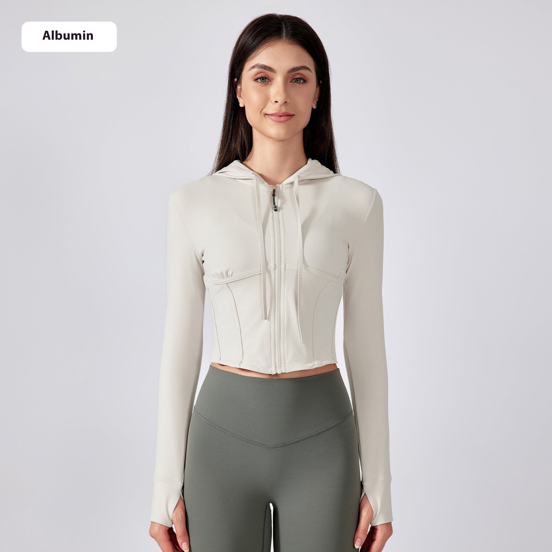Exercise Yoga Clothes Hooded Waist-controlled Slimming Long Sleeve